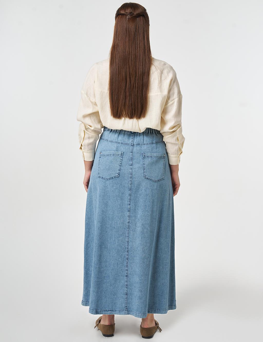 Washed Denim Skirt Blue