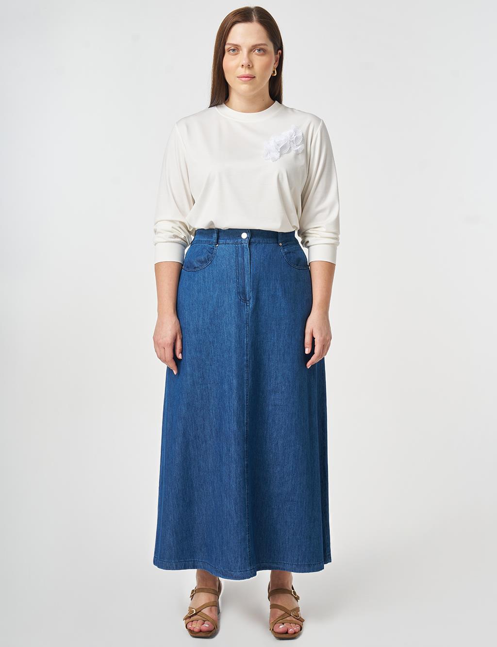 Washed Denim Skirt Indigo
