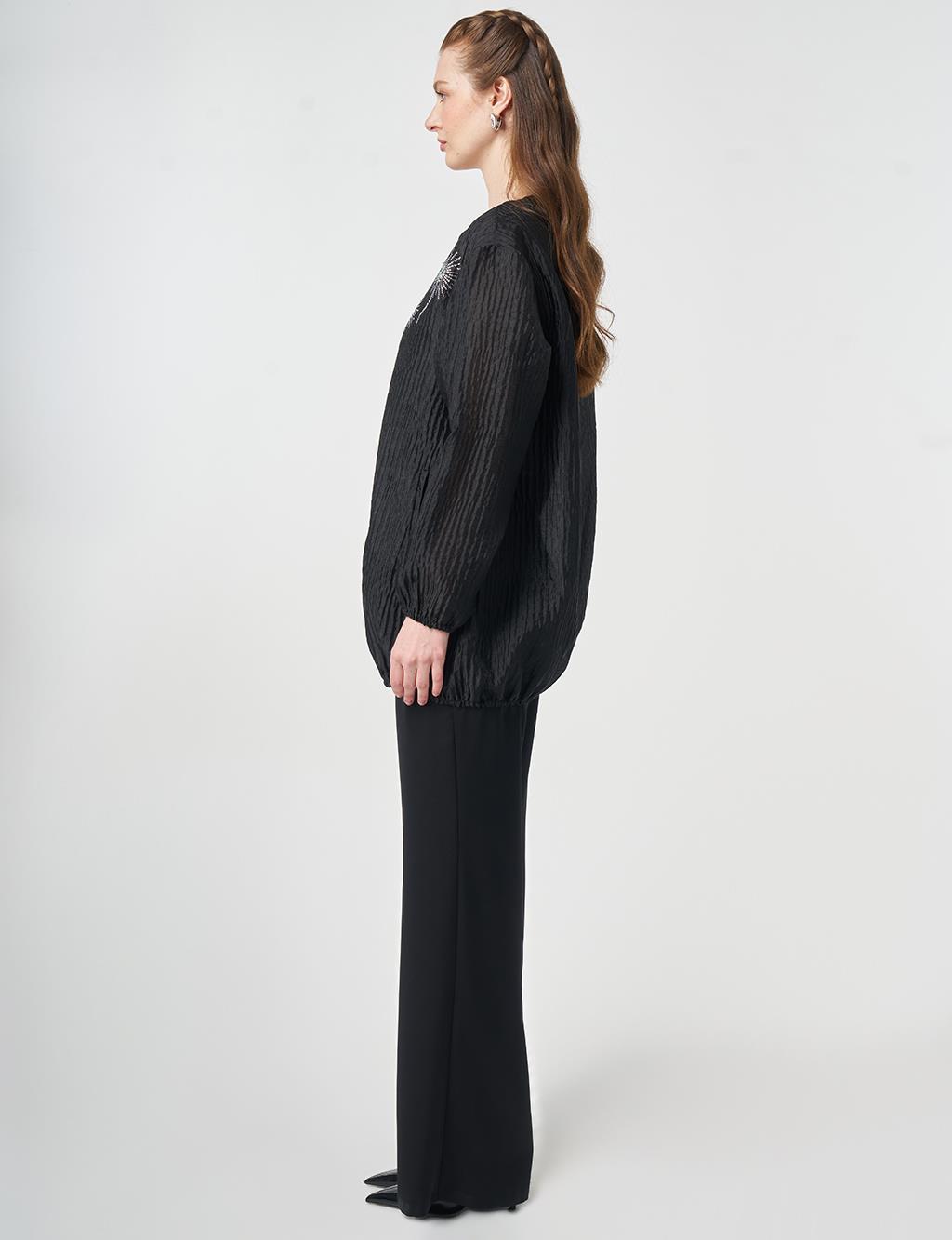 Hotfix Printed Embossed Jacket Black