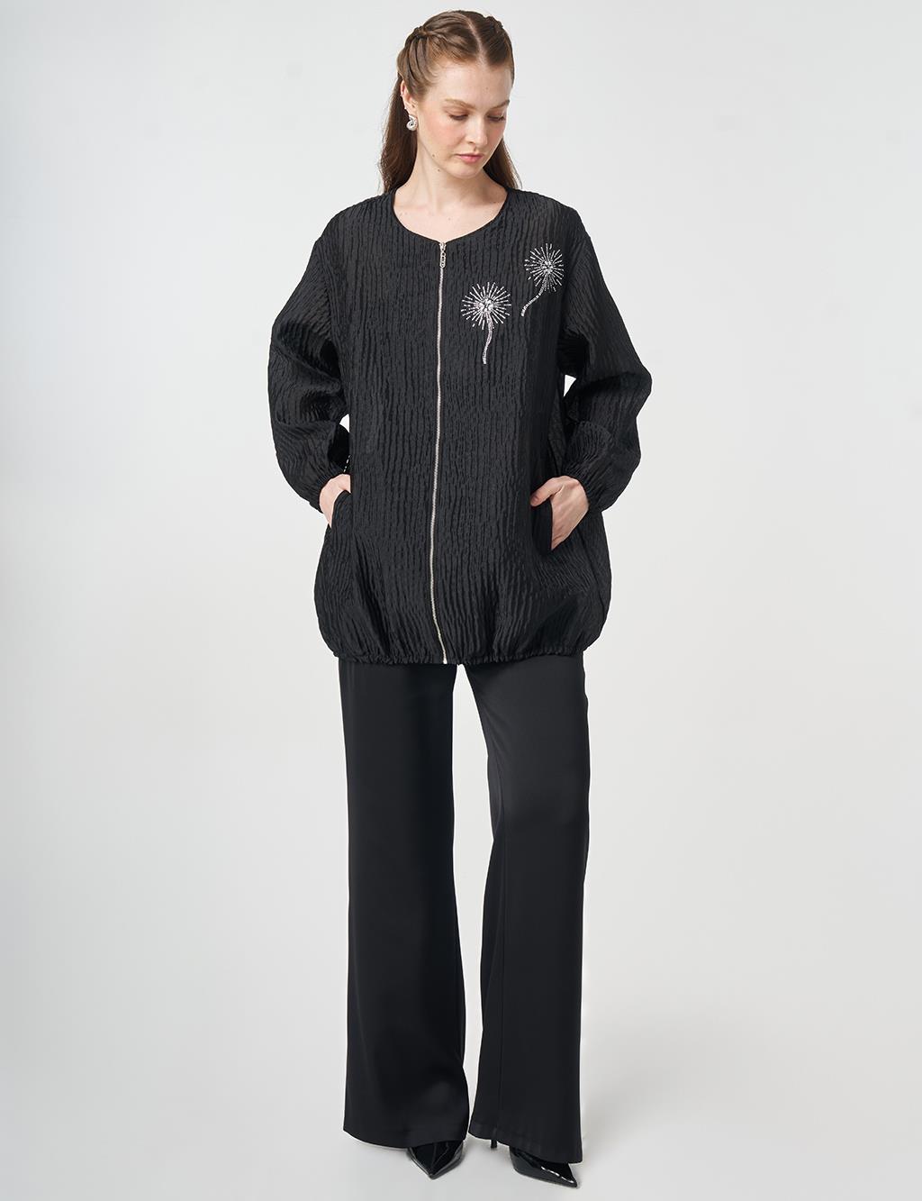 Hotfix Printed Embossed Jacket Black