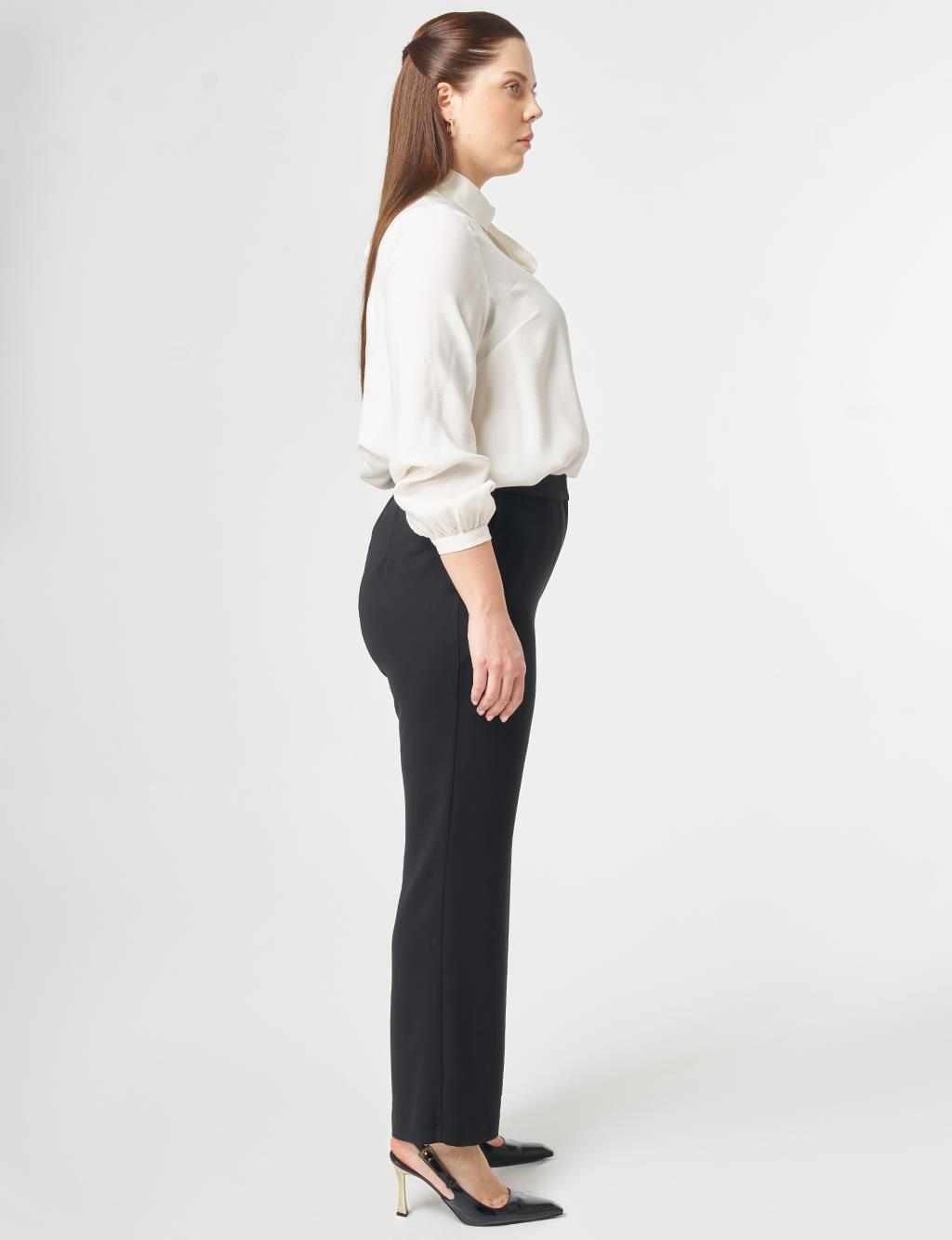 Elastic Waist Wide Leg Trousers Black