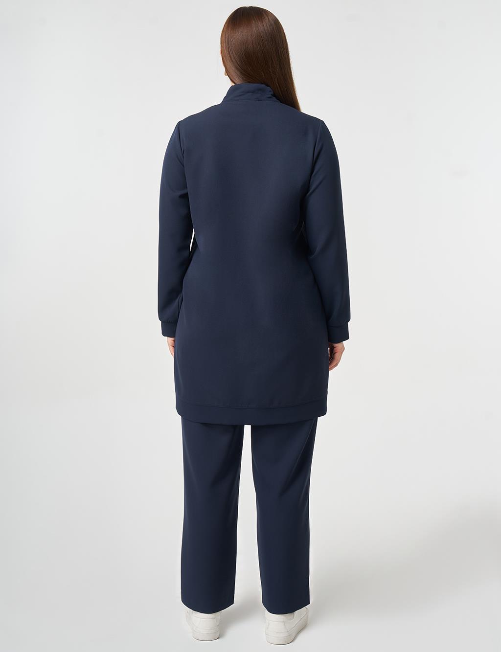 Button Detailed Two-Piece Set Dark Navy