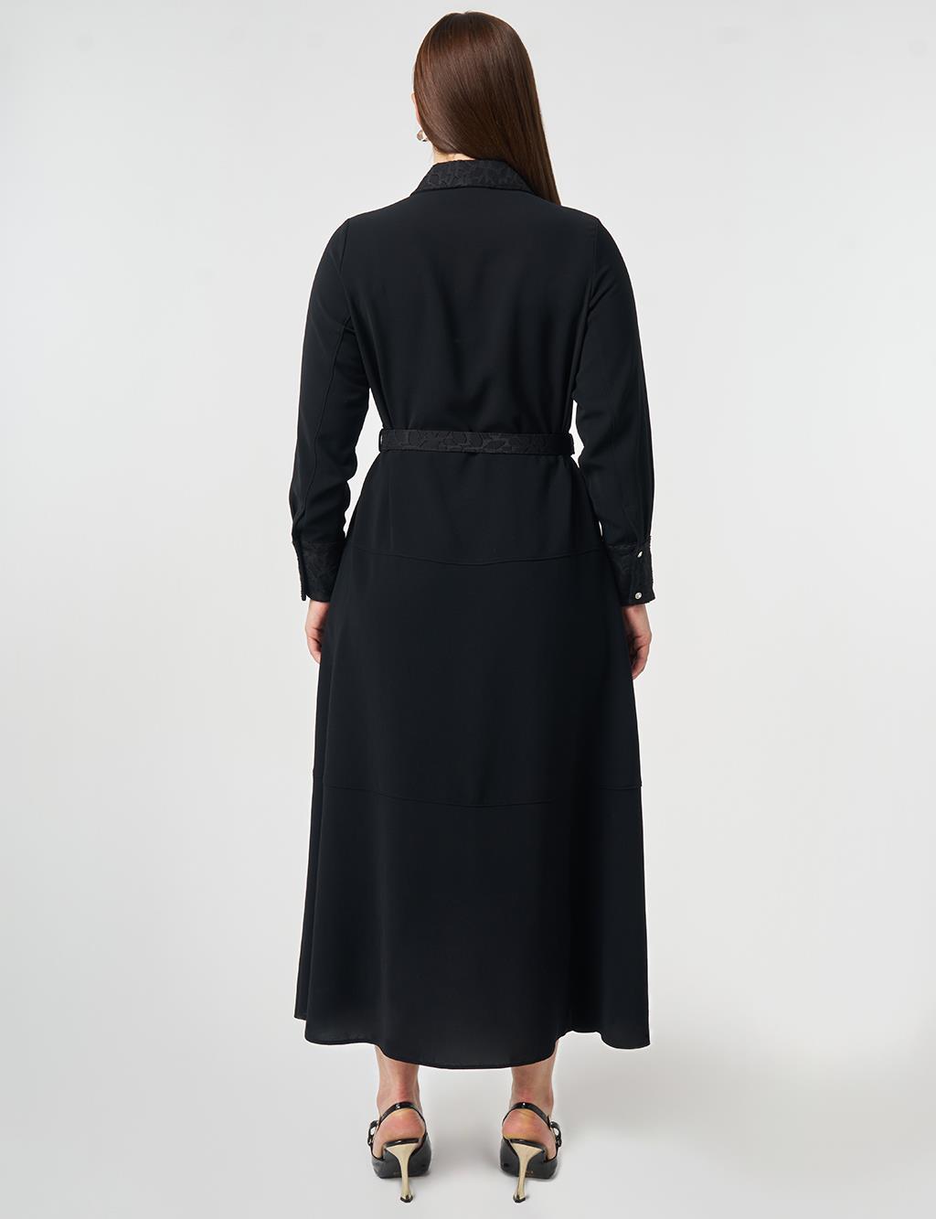 Buckle Detail Crepe Dress Black