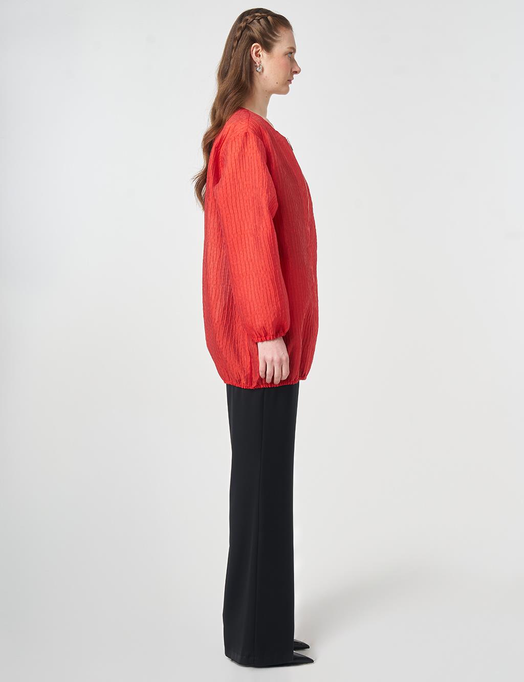 Hotfix Printed Embossed Jacket Red