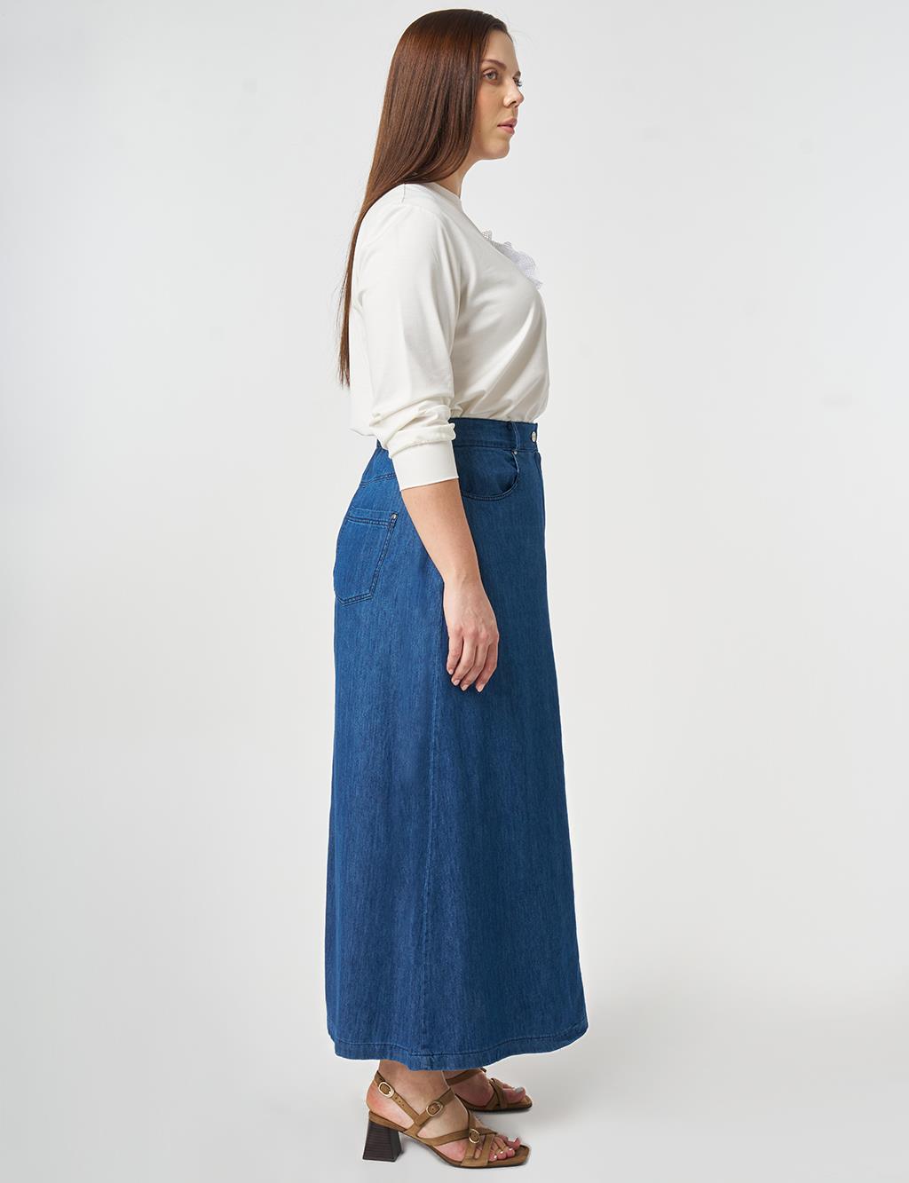 Washed Denim Skirt Indigo
