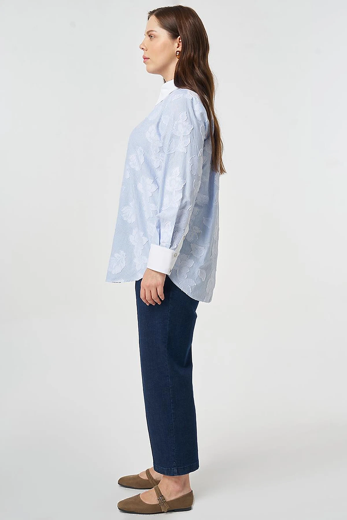 Appliqué Cotton Tunic Blue