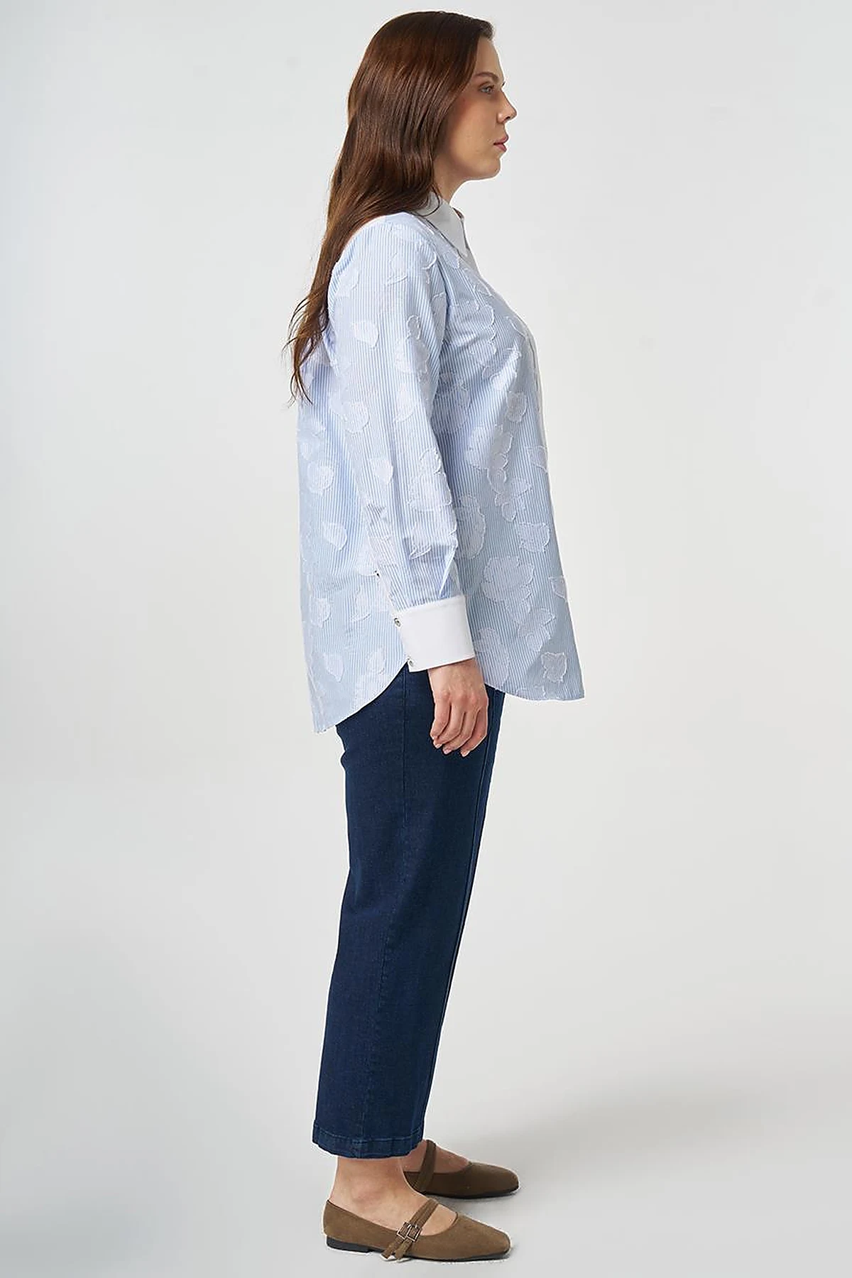 Appliqué Cotton Tunic Blue