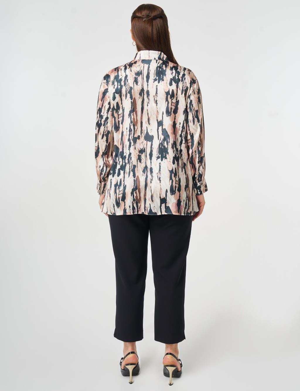 Abstract Pattern Chiffon Tunic Beige