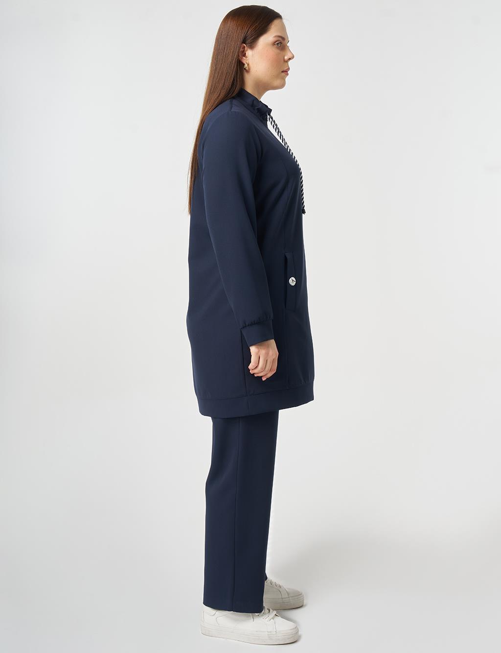 Button Detailed Two-Piece Set Dark Navy