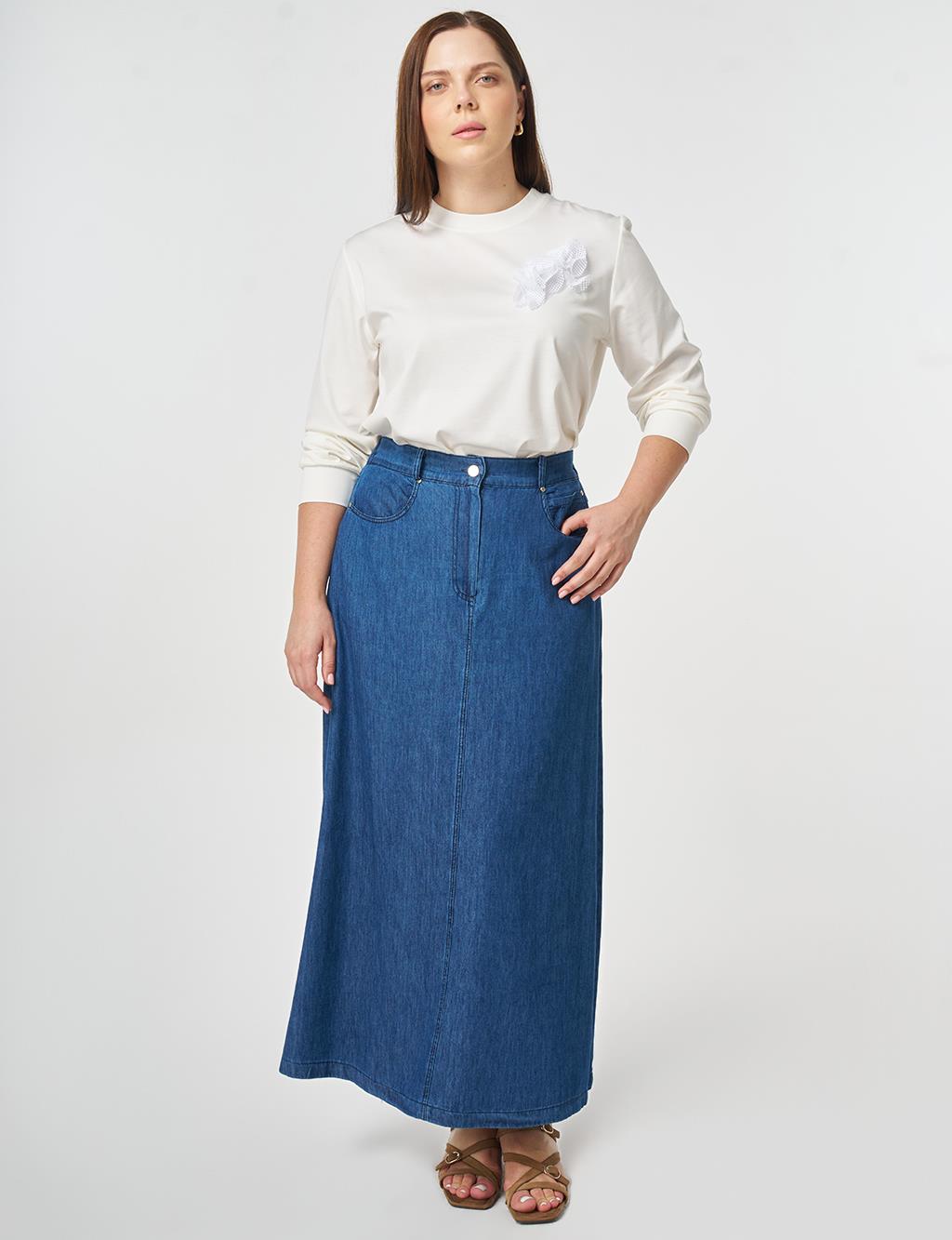 Washed Denim Skirt Indigo