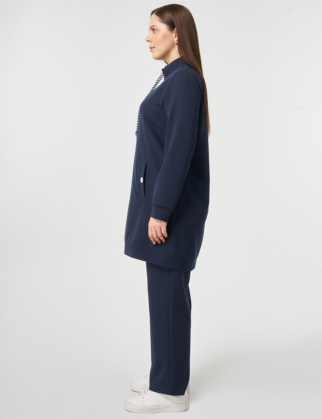 Button Detailed Two-Piece Set Dark Navy