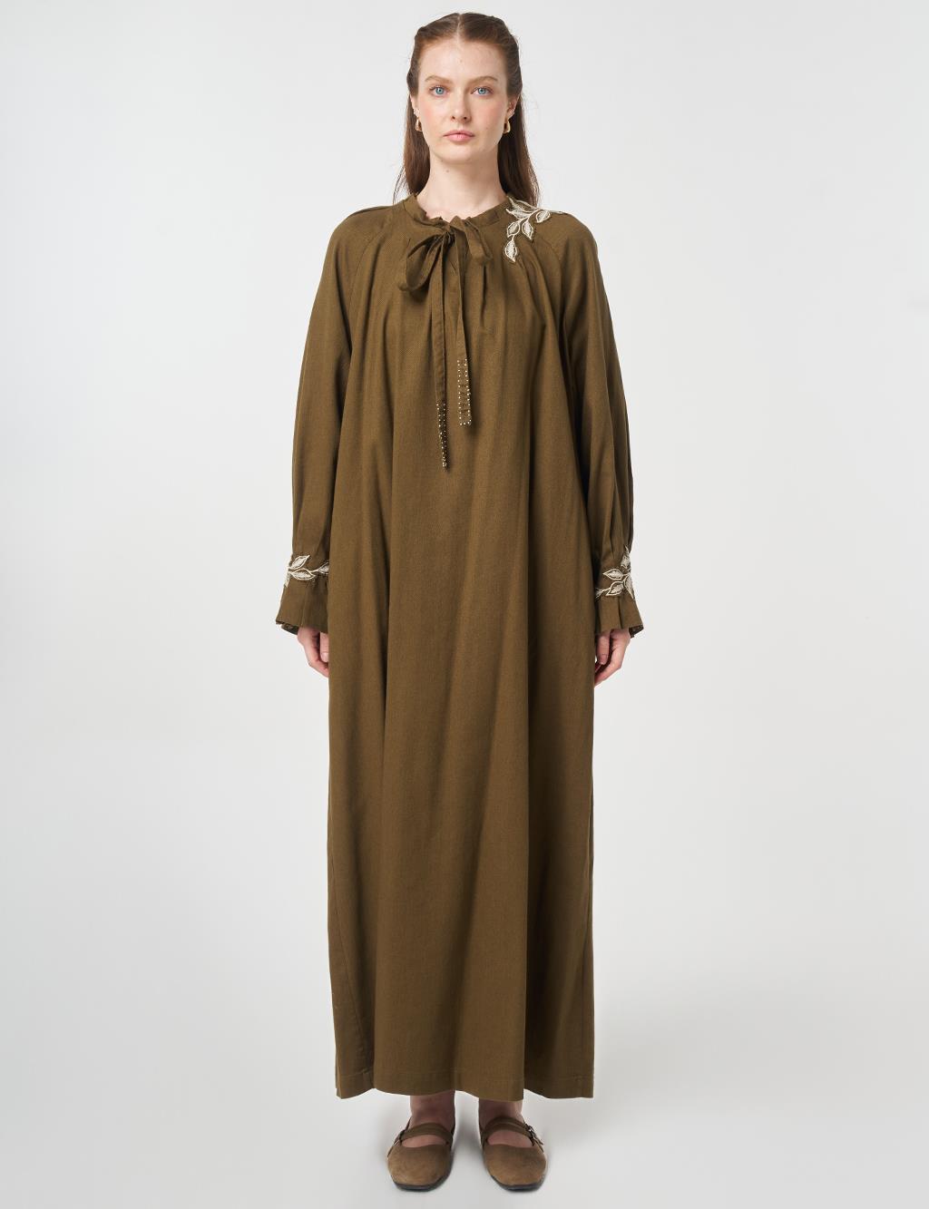 Cuff Detailed Non-Denim Dress Dark Khaki