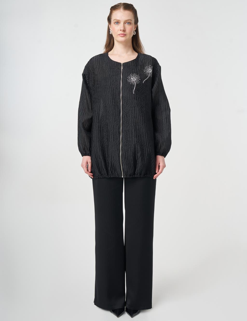 Hotfix Printed Embossed Jacket Black