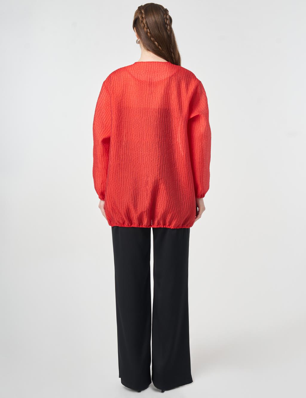 Hotfix Printed Embossed Jacket Red