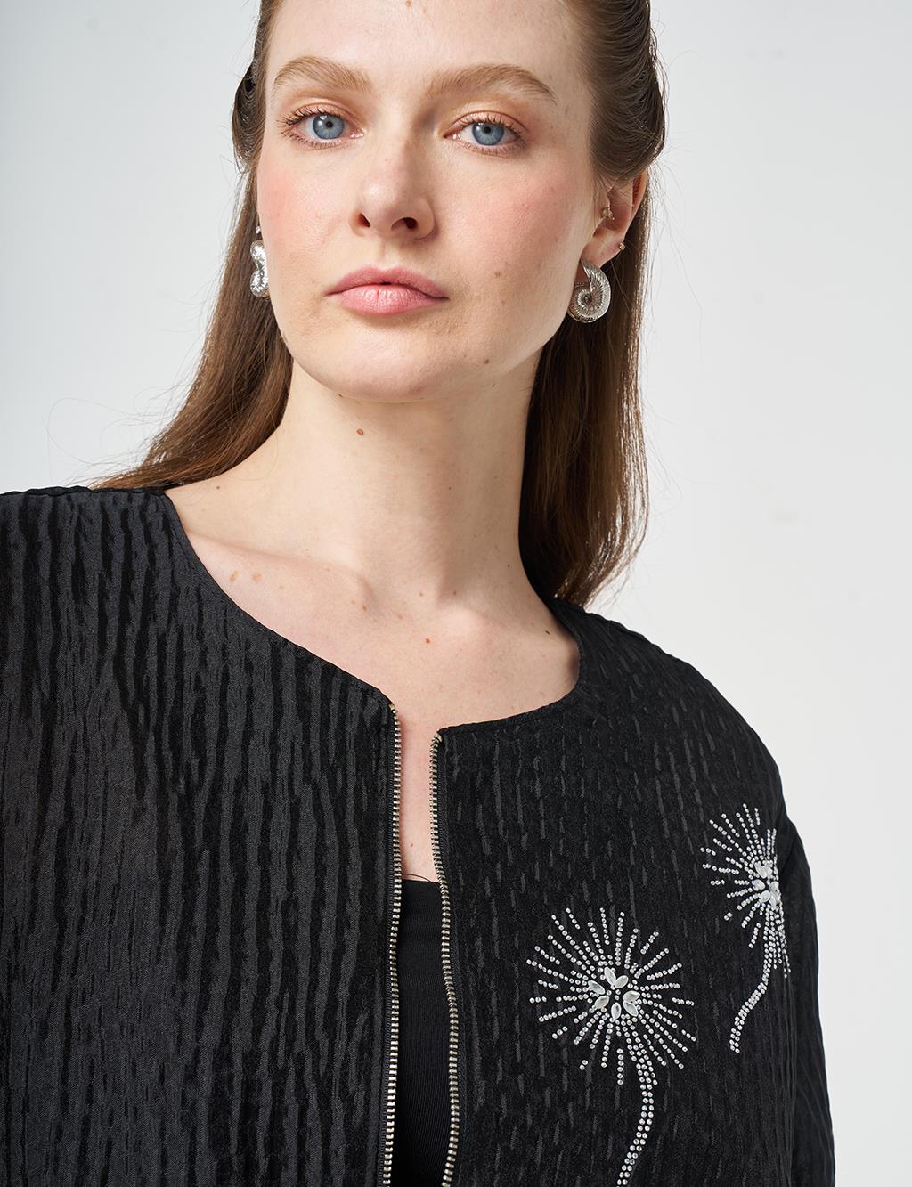 Hotfix Printed Embossed Jacket Black