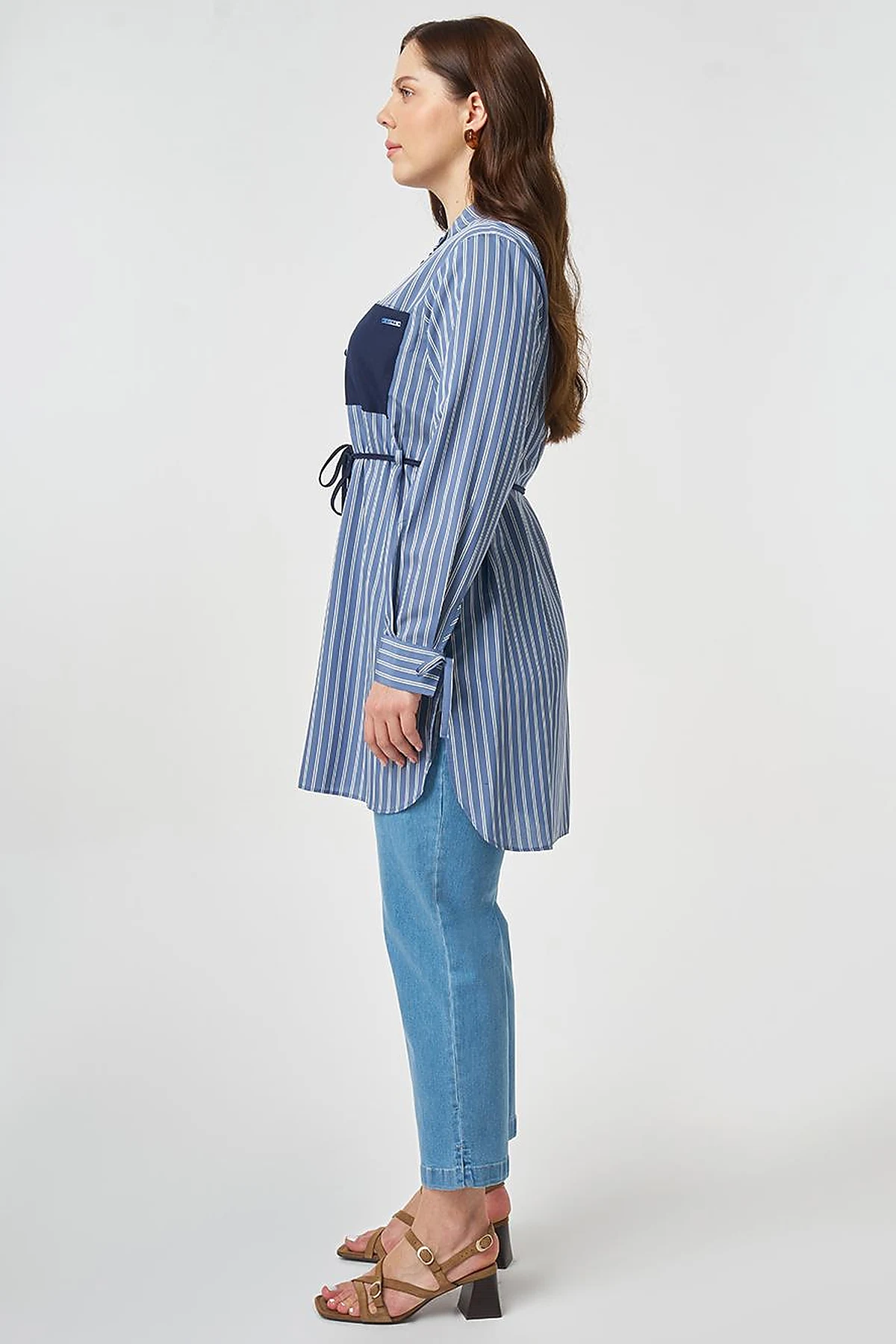 Waist Tie Viscose Tunic Indigo