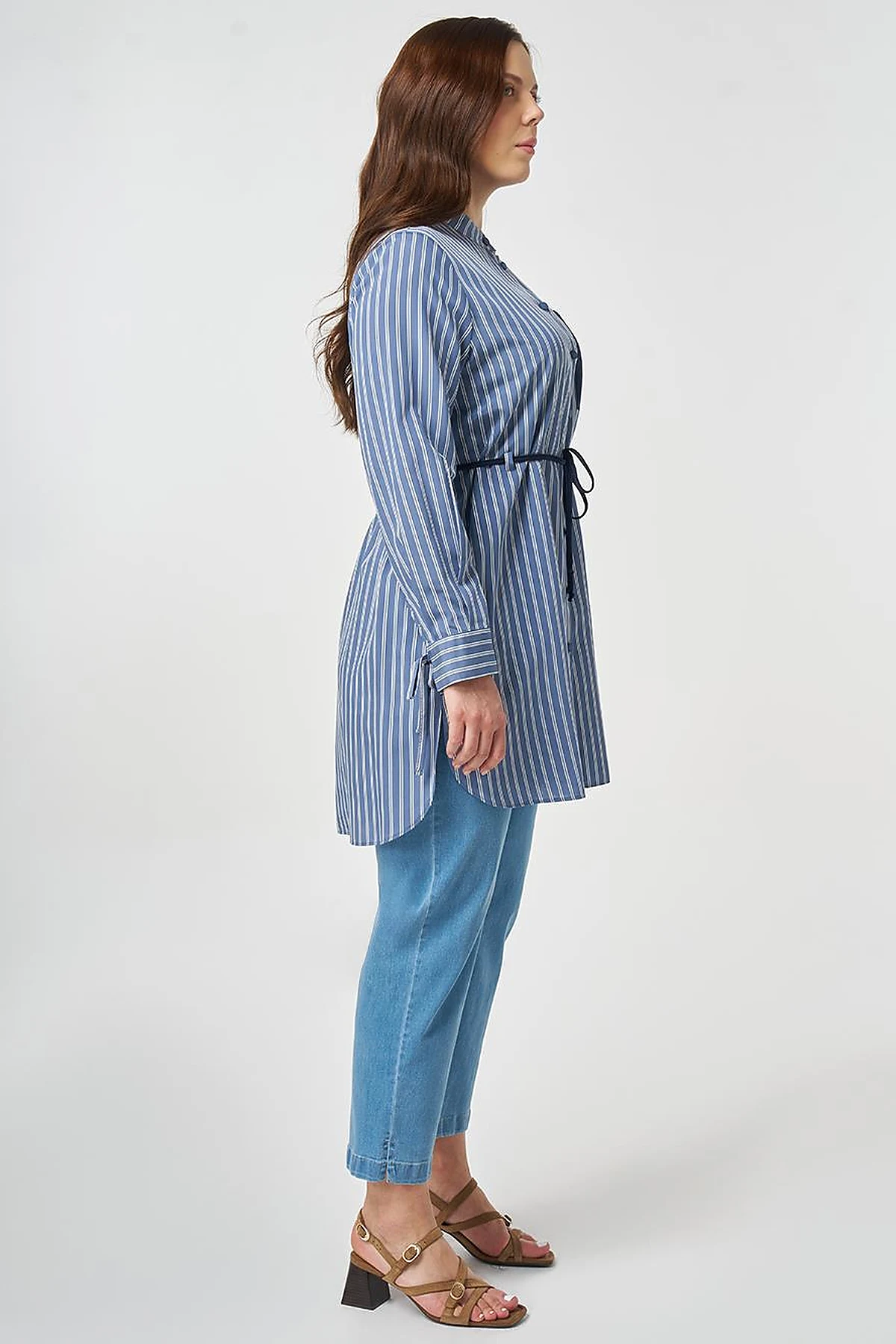 Waist Tie Viscose Tunic Indigo