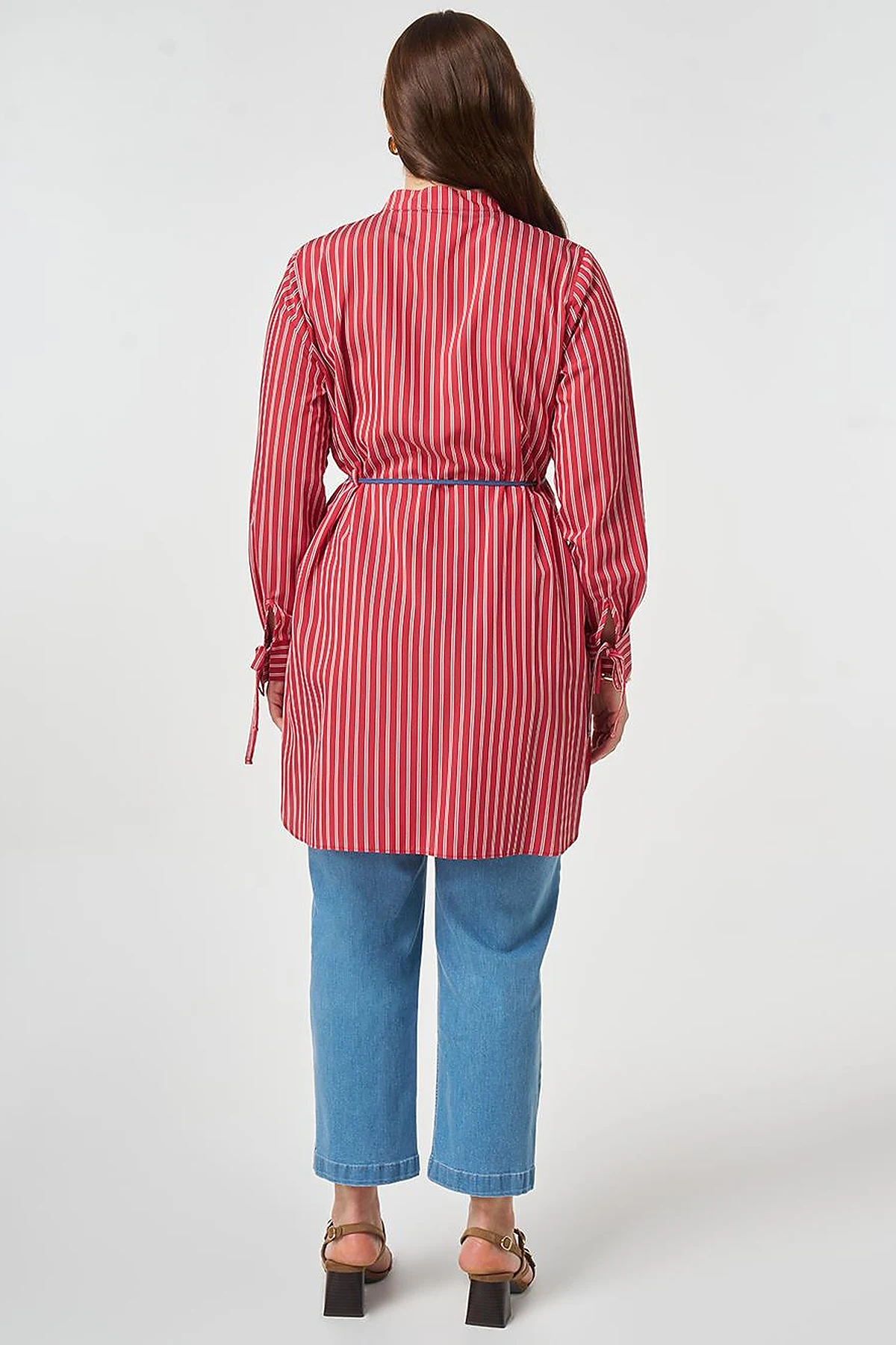 Waist Tie Viscose Tunic Red