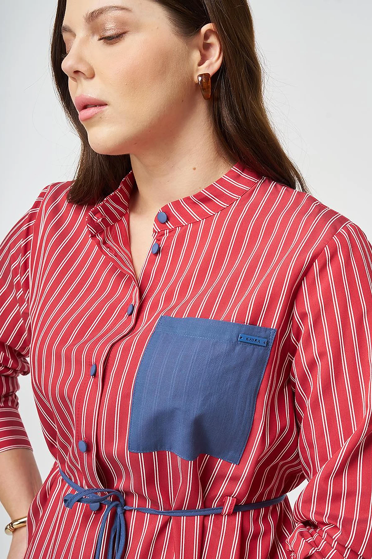 Waist Tie Viscose Tunic Red