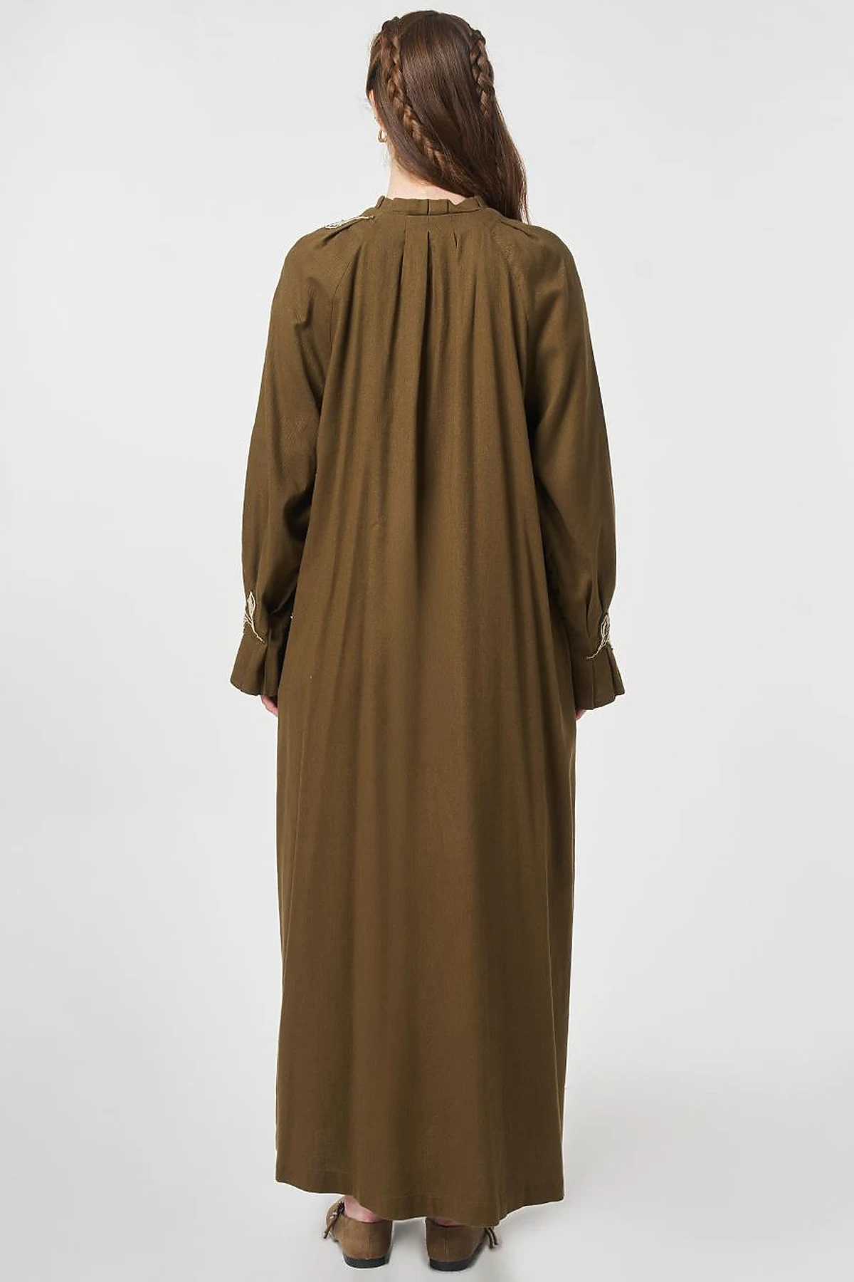 Cuff Detailed Non-Denim Dress Dark Khaki
