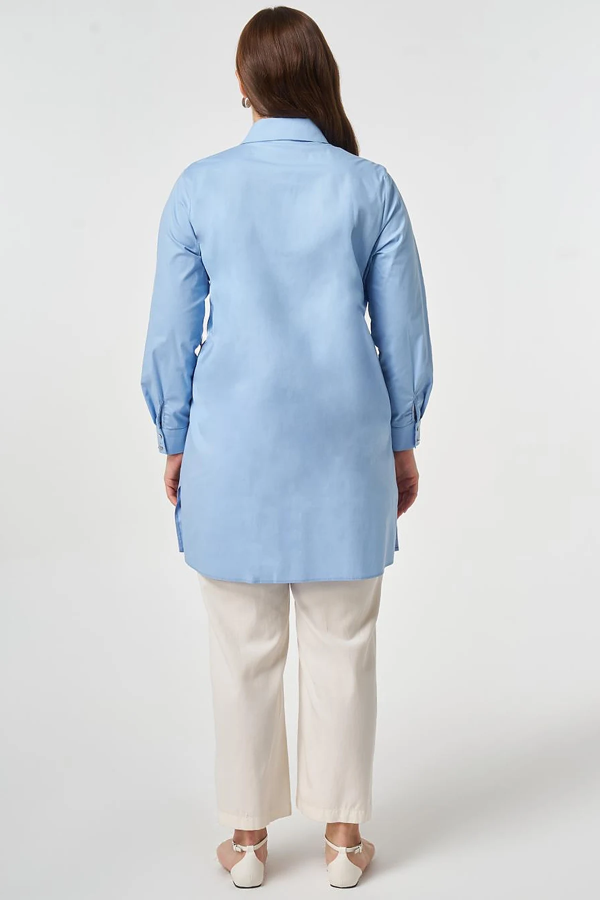 Cotton Tunic with Embroidered Appliqué Light Aviator Blue
