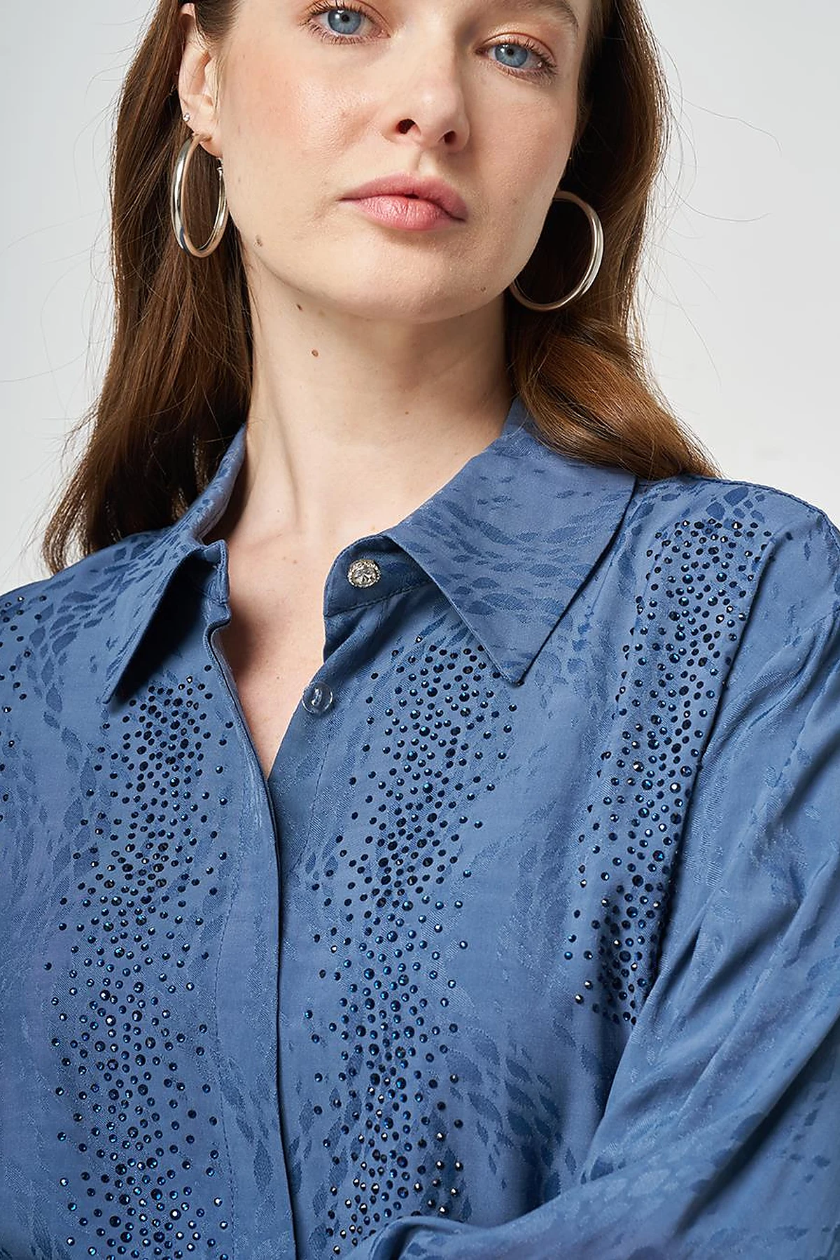 100% Viscose Hotfix Printed Two-Piece Set Indigo