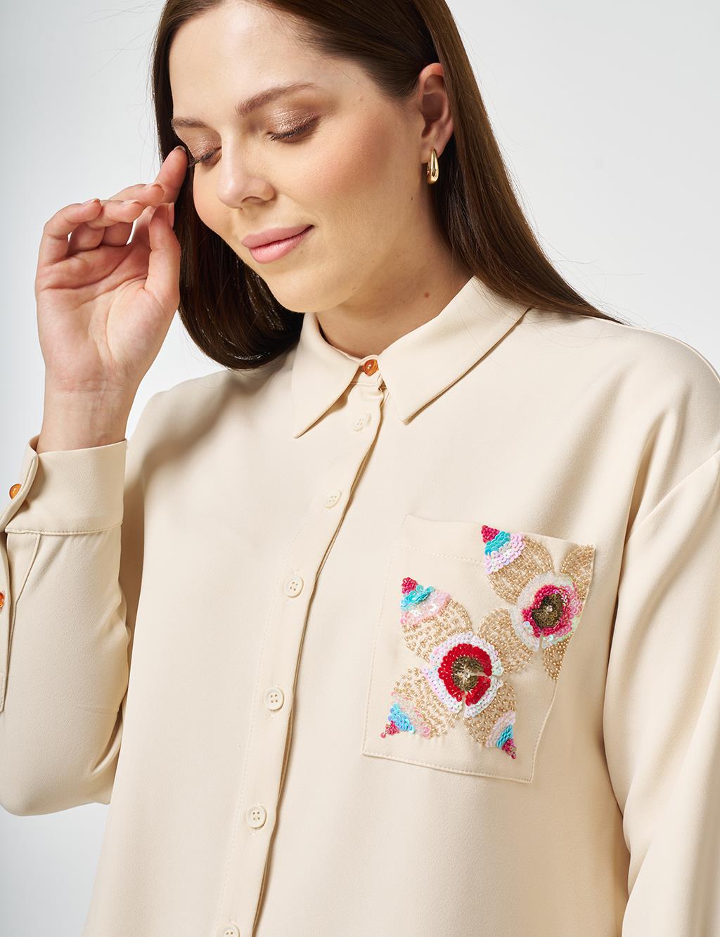 Embroidered Two-Piece Set Cream