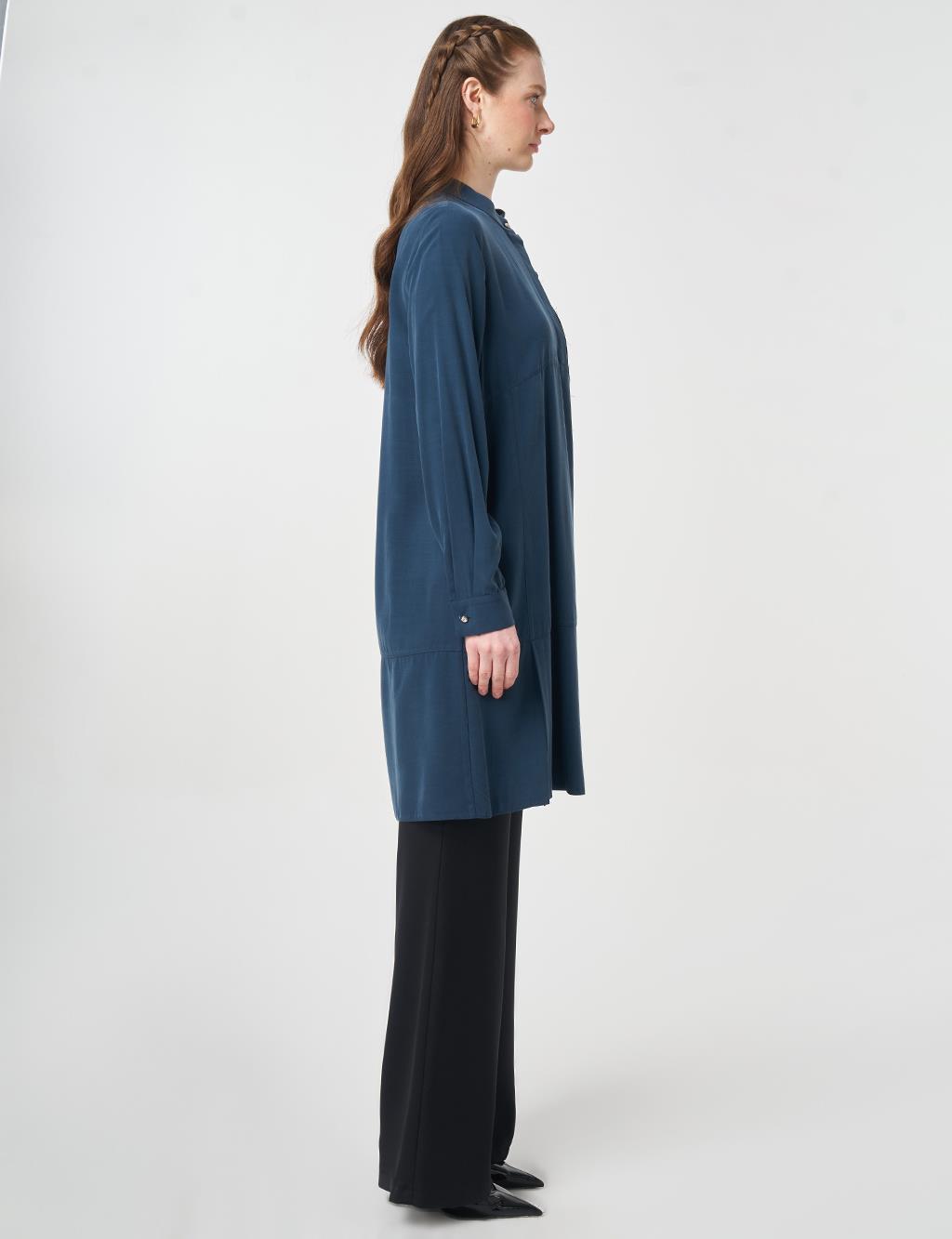 Stitch Detail Modal Tunic Dark Navy