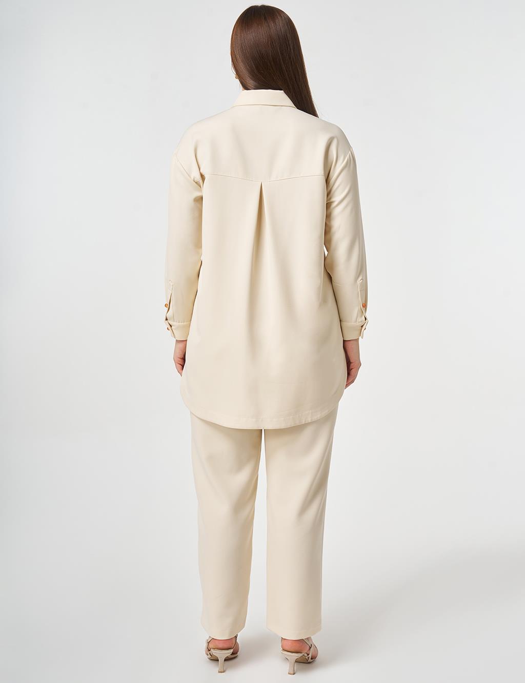 Embroidered Two-Piece Set Cream