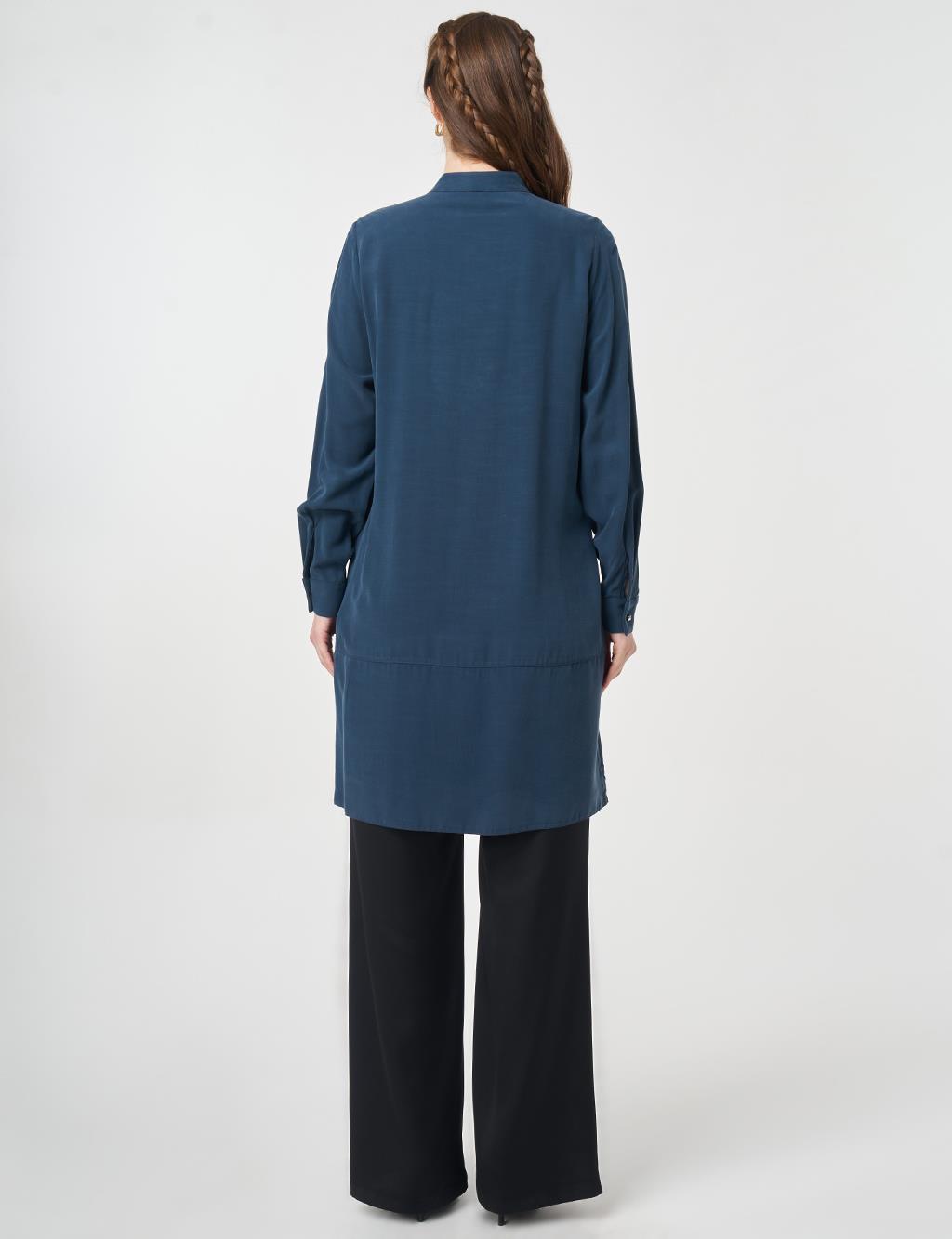 Stitch Detail Modal Tunic Dark Navy