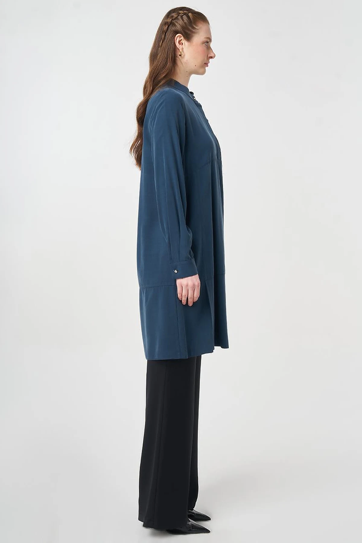 Stitch Detail Modal Tunic Dark Navy