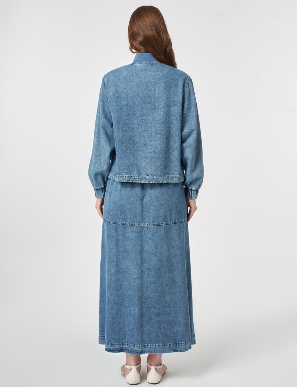 Washed Two-Piece Set with Appliqué Detail Blue