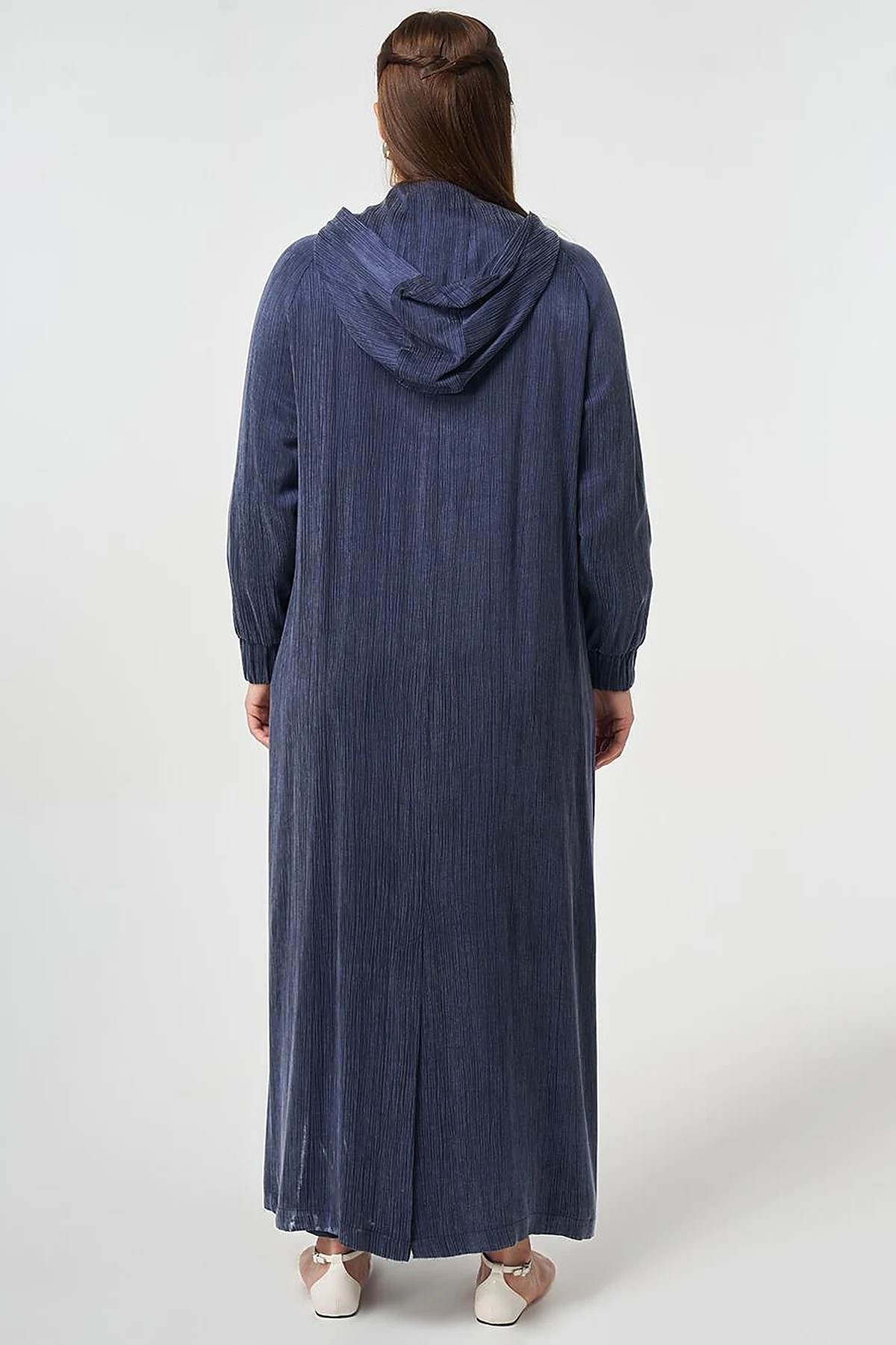 Hooded Lyocell Viscose Overcoat Dark Navy