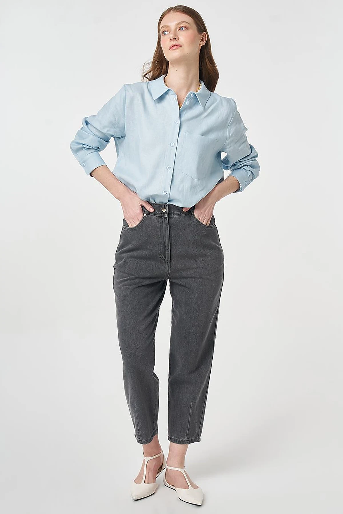Washed Carrot Fit Pants Anthracite
