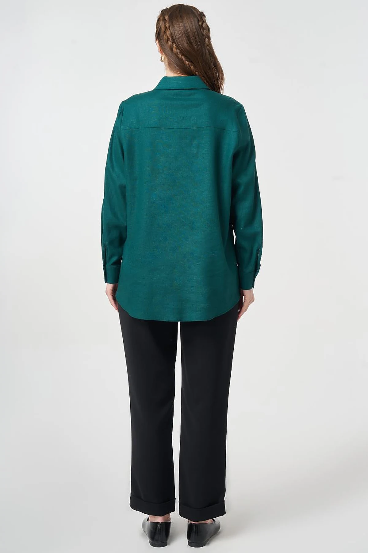 Single Pocket Cotton Lyocell Blouse Pine Green