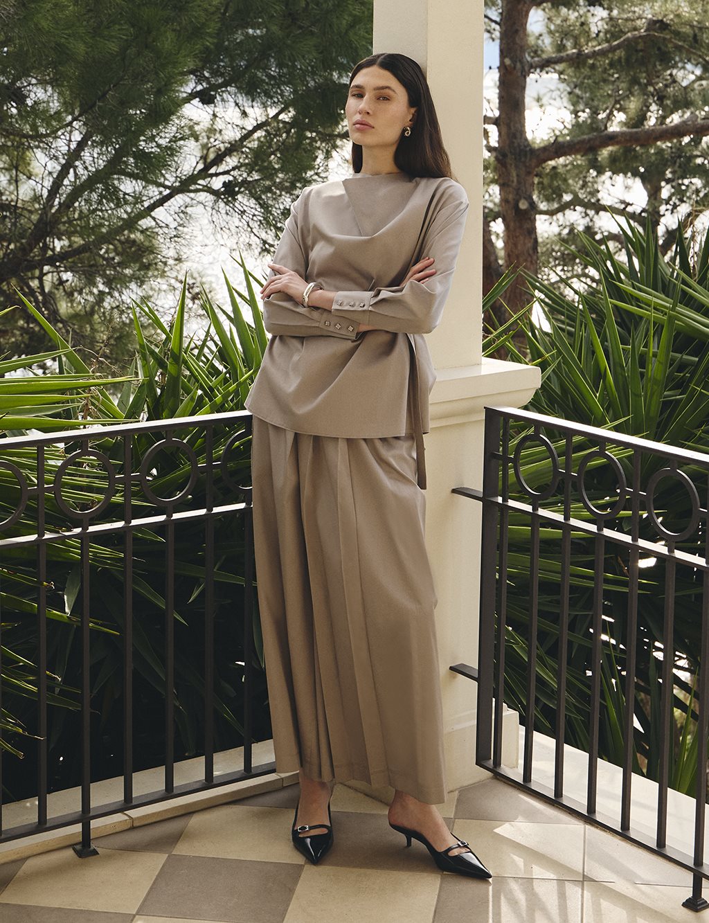 100% Cotton Pants and Skirt Set Dark Mink