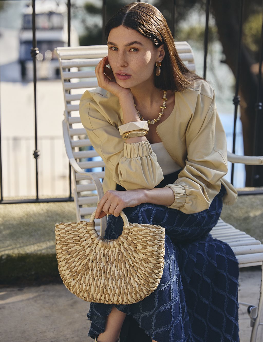 Zip-Up Bomber Jacket Light Yellow