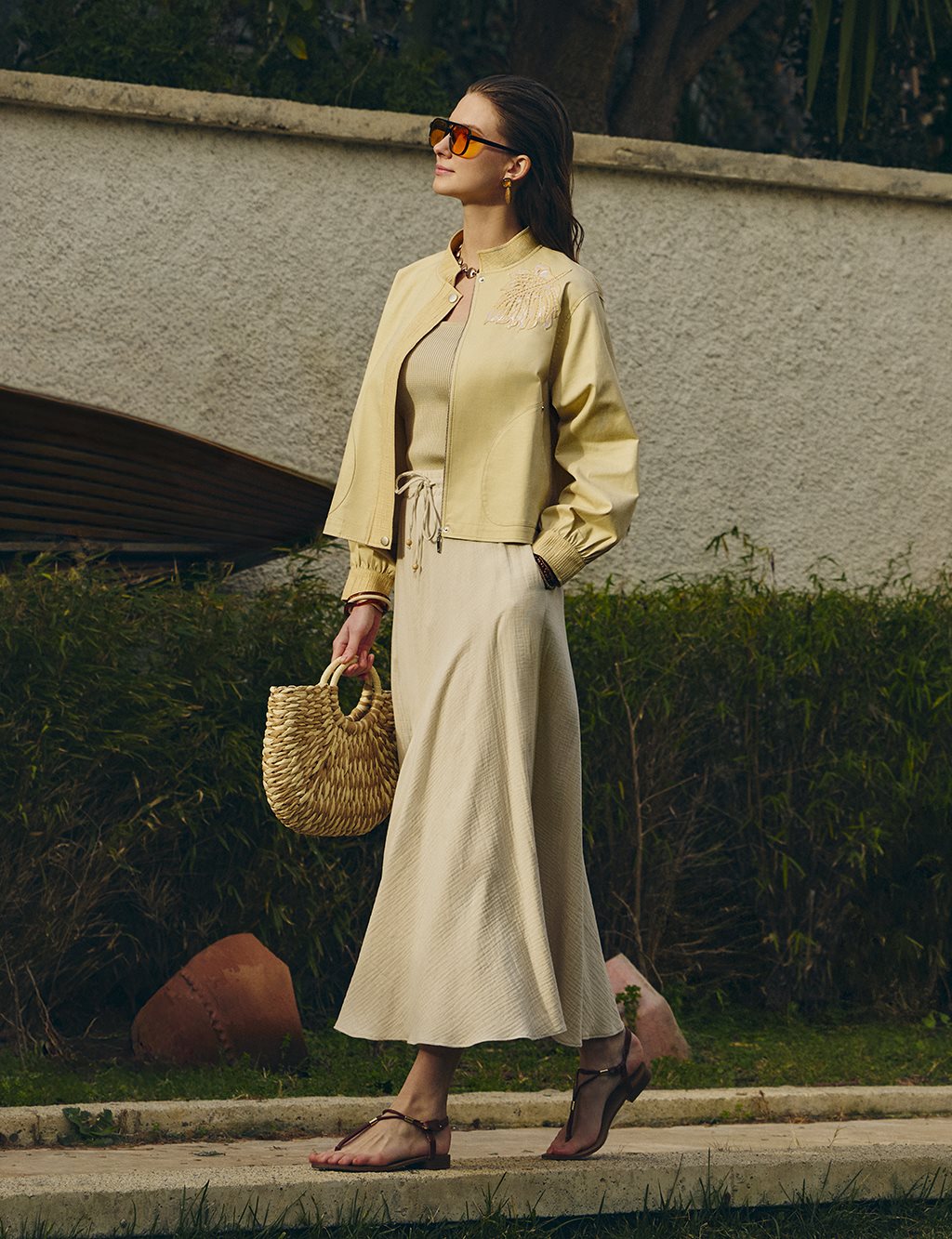 High Waist Gofre Skirt Stone