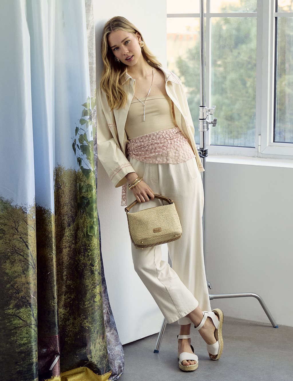 Lace-Up Non Denim Pants Cream