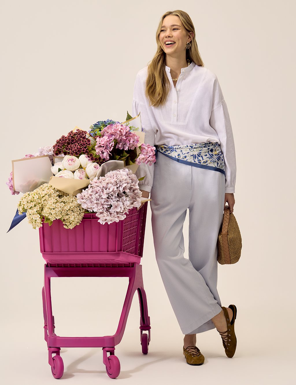 High-Waisted Non Denim Pants Blue