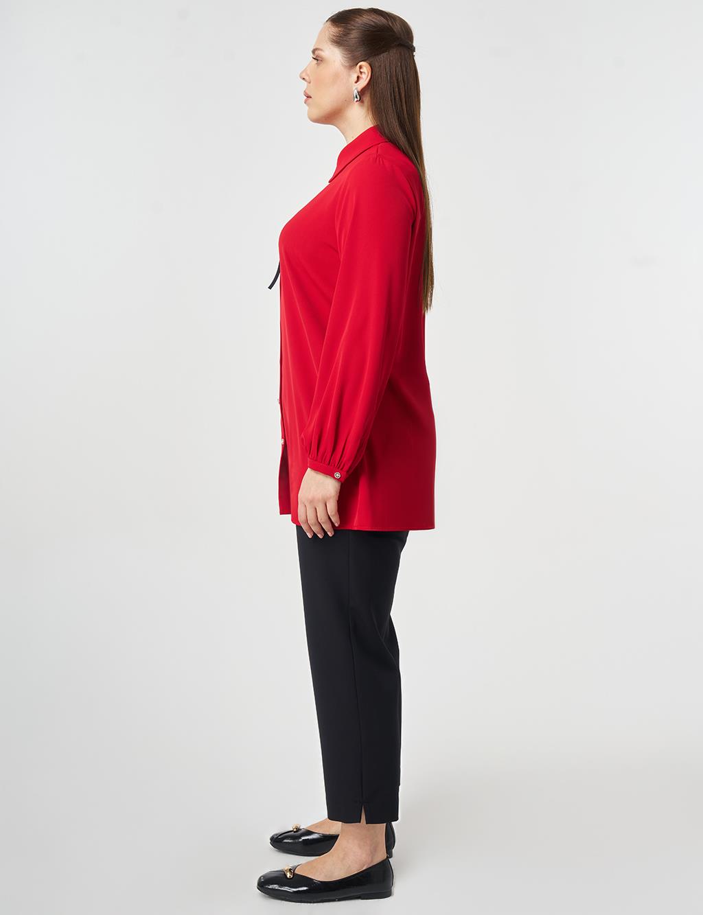 Baby Collar Embroidered Tunic Red