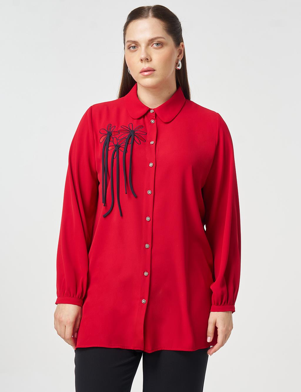Baby Collar Embroidered Tunic Red