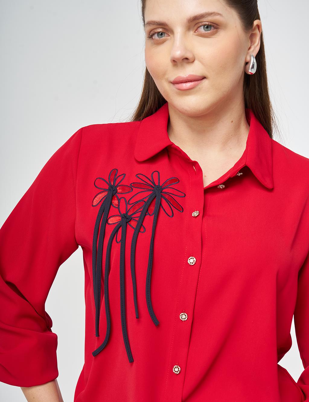 Baby Collar Embroidered Tunic Red