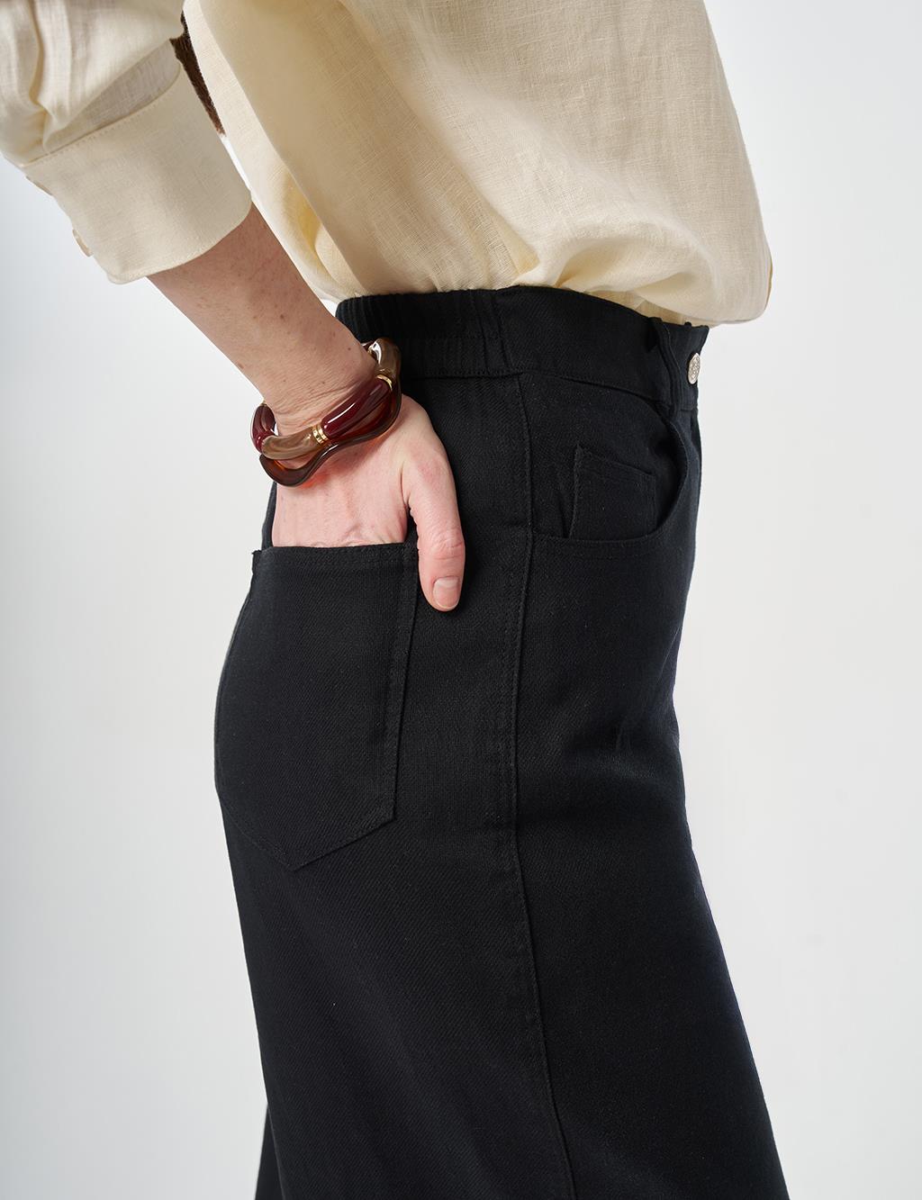 Wide Leg Non-Denim Trousers Black