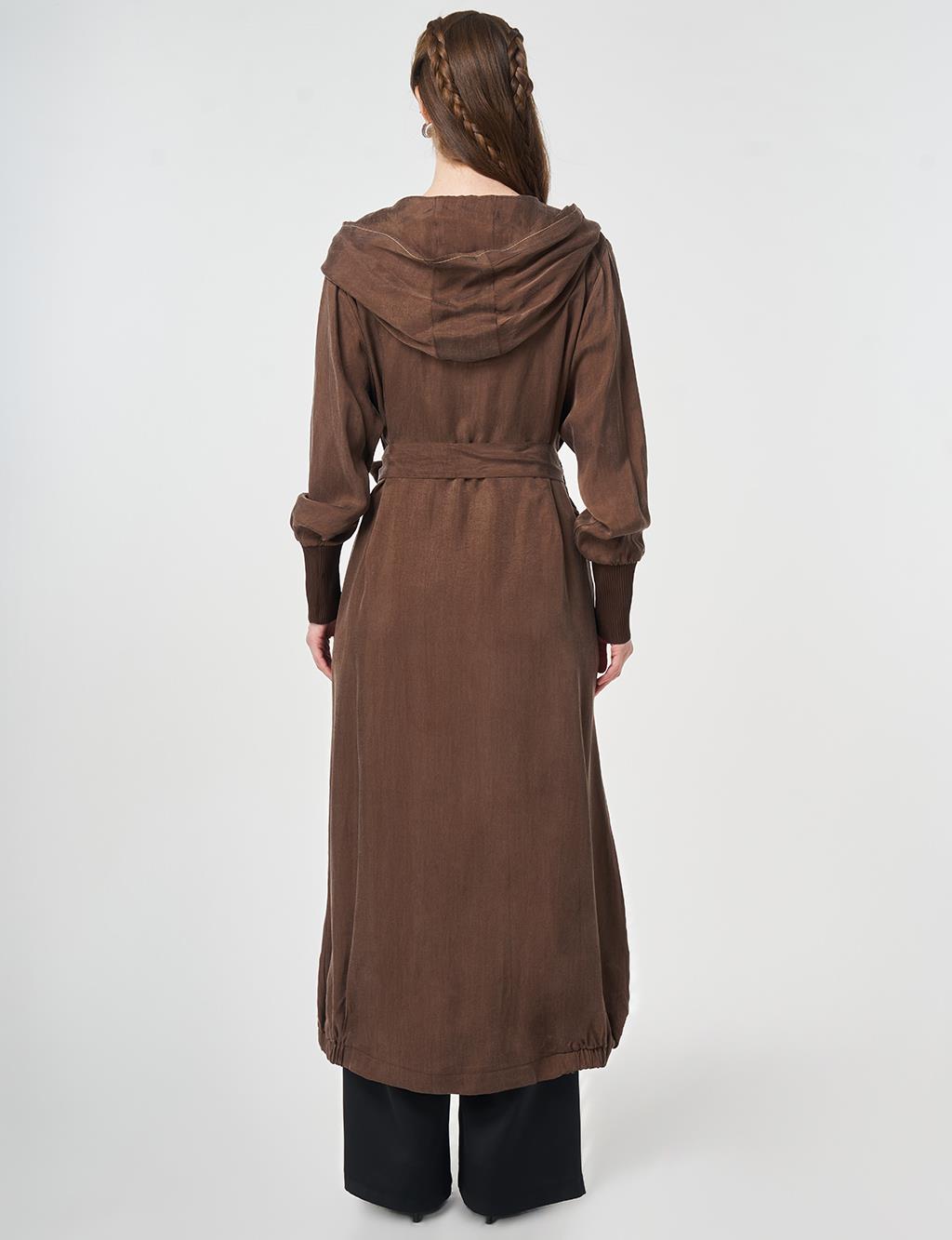 %100 Lyocell Kapüşon Detaylı Giy Çık Çikolata