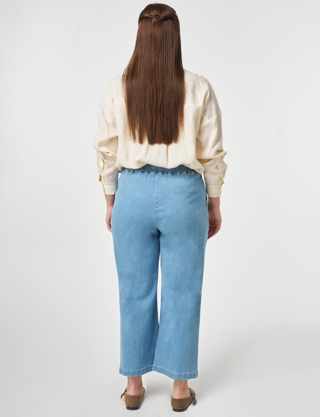 Washed Seamed Chima Pants Blue