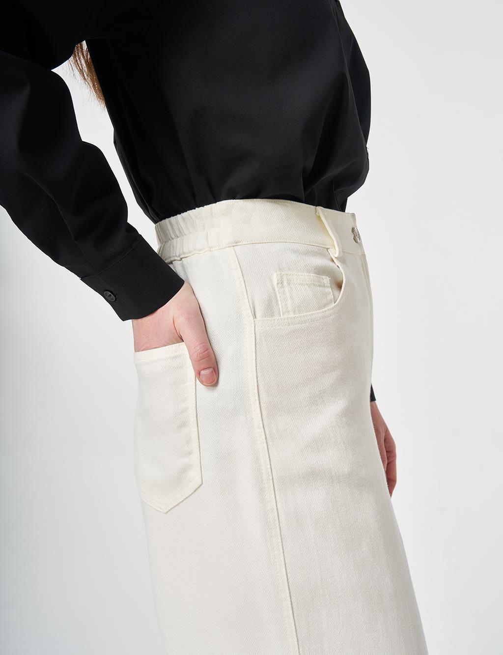 Wide Leg Non-Denim Trousers Ecru