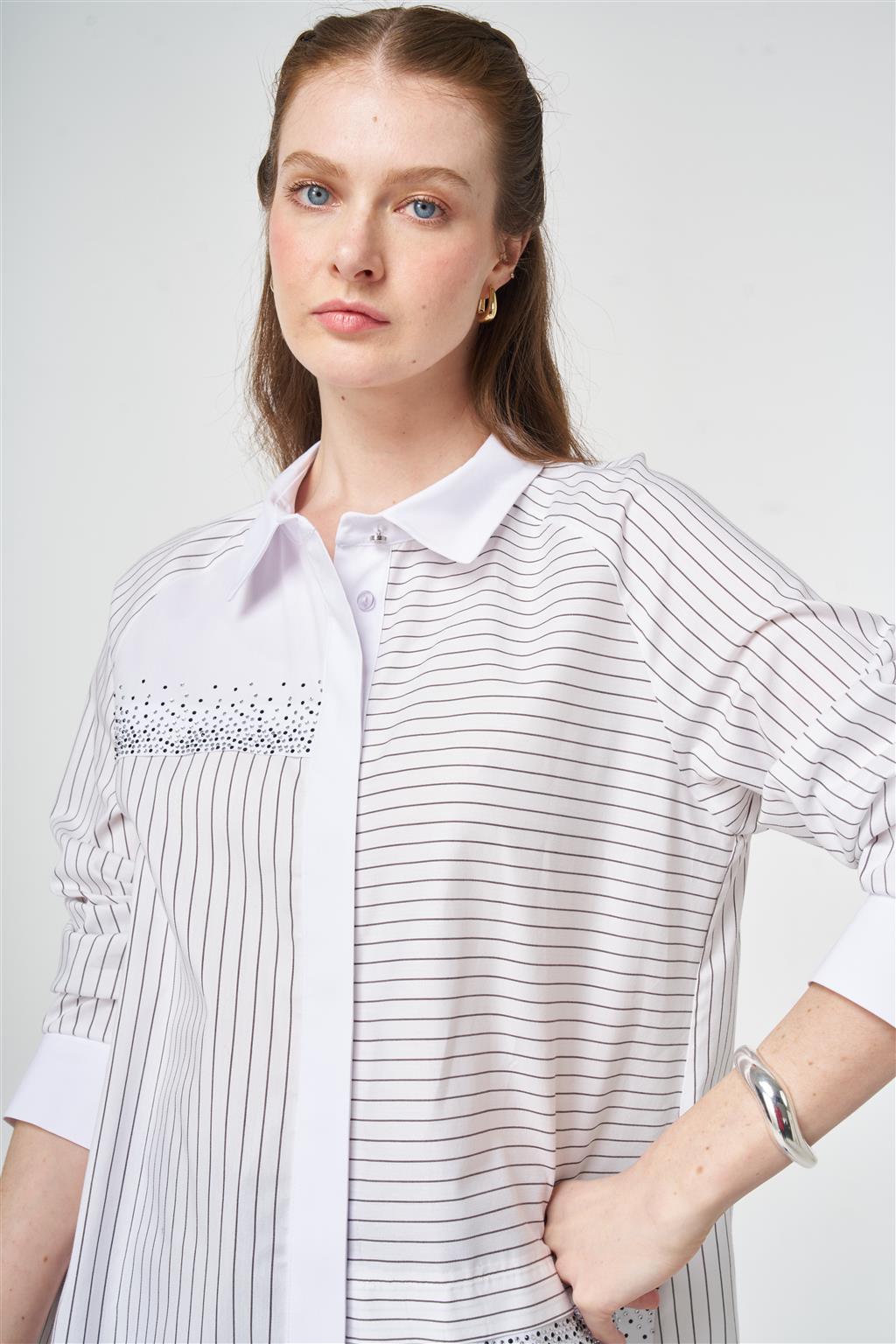 Hotfix Printed Cotton Tunic Black