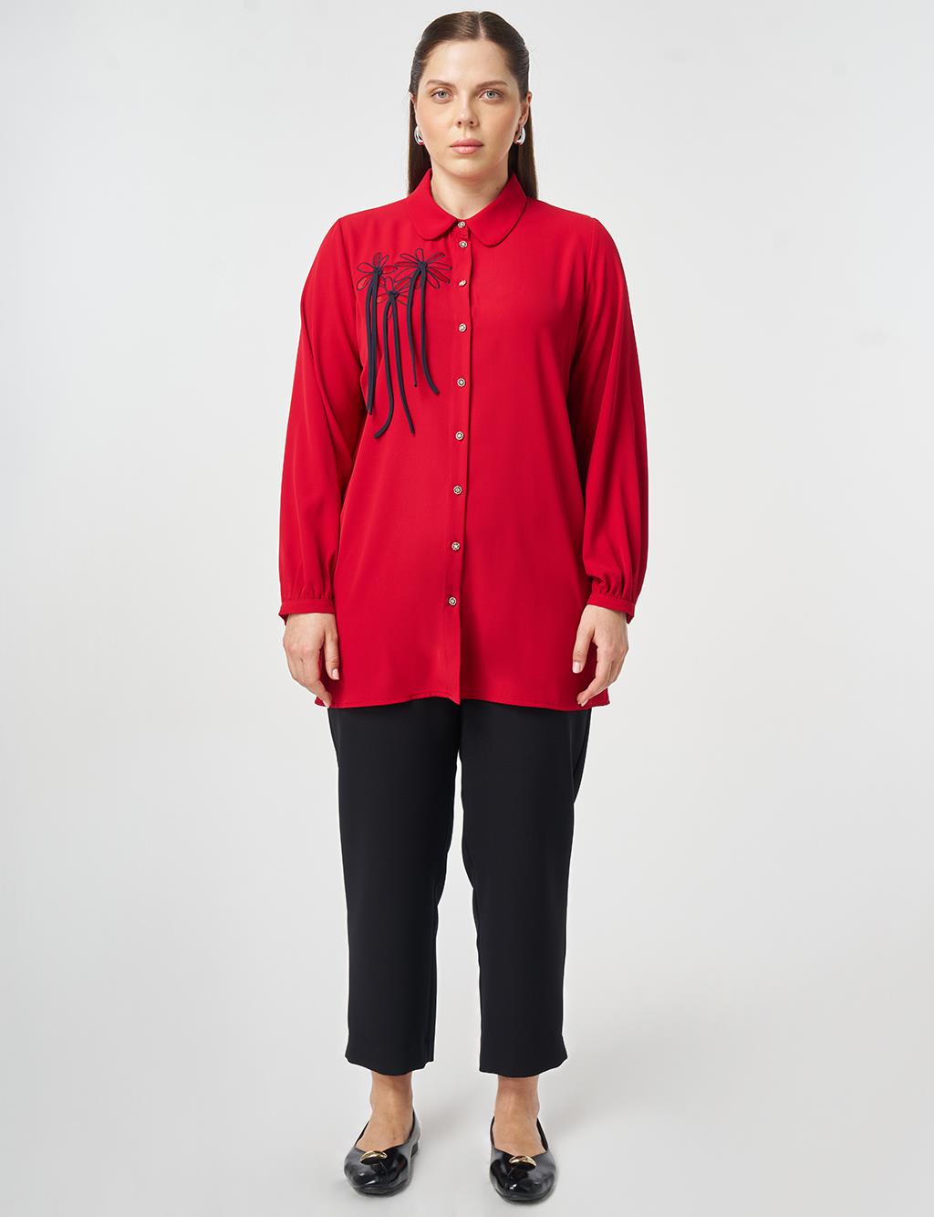 Baby Collar Embroidered Tunic Red