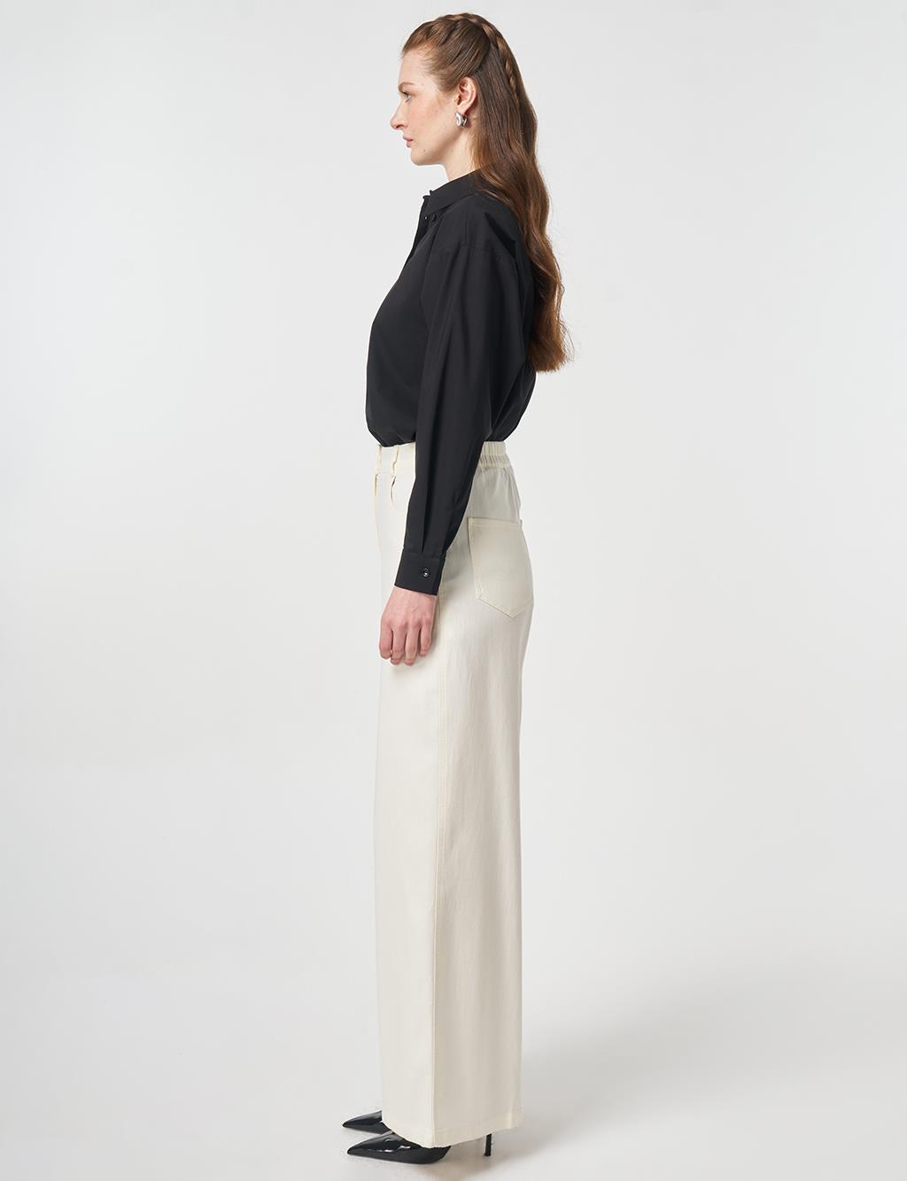Wide Leg Non-Denim Trousers Ecru